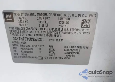 2011 Cadillac Srx Premium Collection z USA, uszkodzony, nr VIN 3GYFNFEY6BS505270